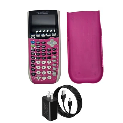 Texas Instruments TI-84 Plus C Silver Edition Graphing Calculator Pink W/Cover  - Image 1 of 4