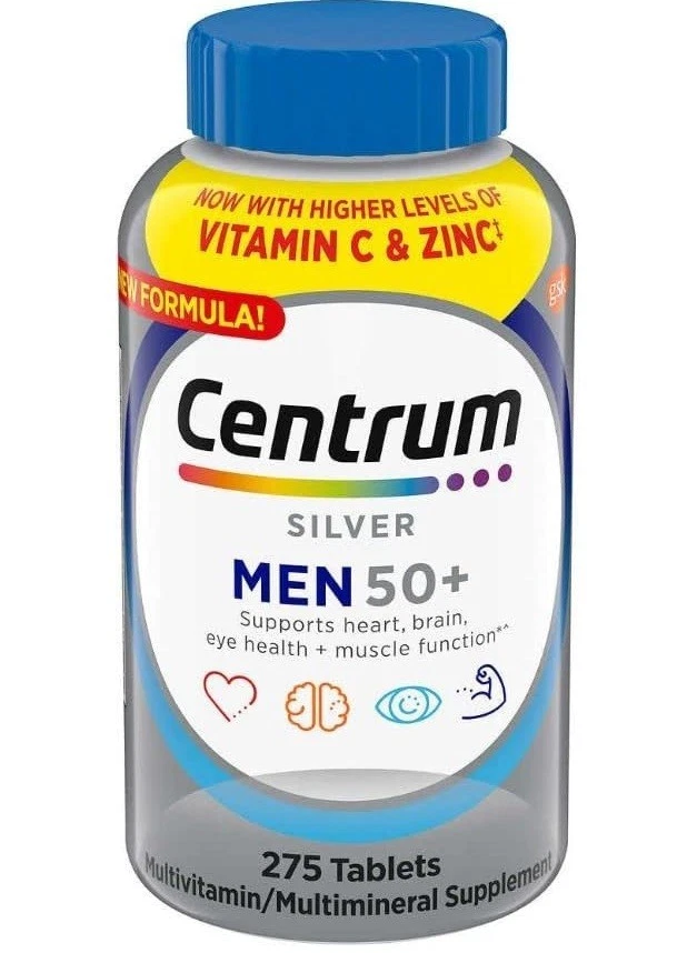 Centrum Men Silver 50 plus Multivitamin Heart Brain Eye Muscle 275 Tablets - Image 1 of 1