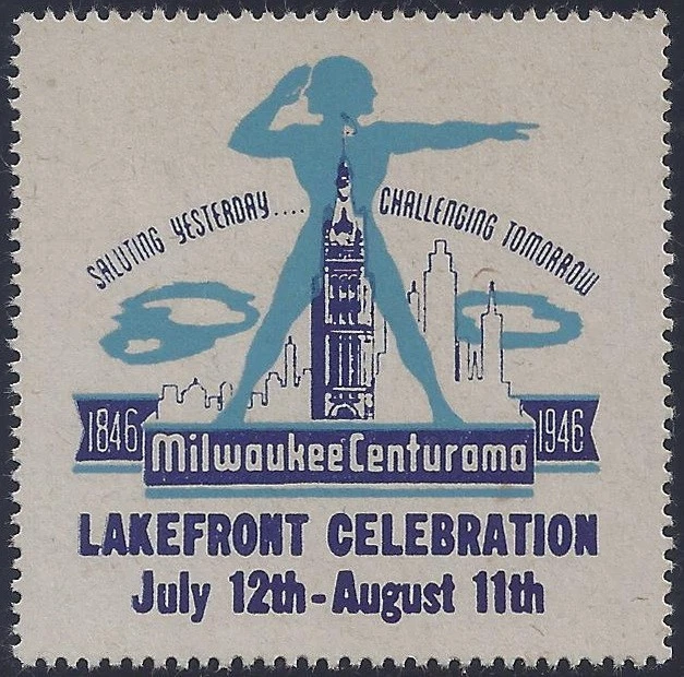 1946 "Milwaukee Centurama" Cinderella Poster Stamps "Lakefront Celebration" MNH - Image 1 of 1