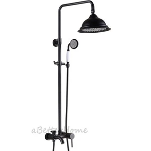 Bathroom Shower Head Water Mixer Faucet Set w/ Tub Spout Bath Overhead Rain Tap - Picture 1 of 4