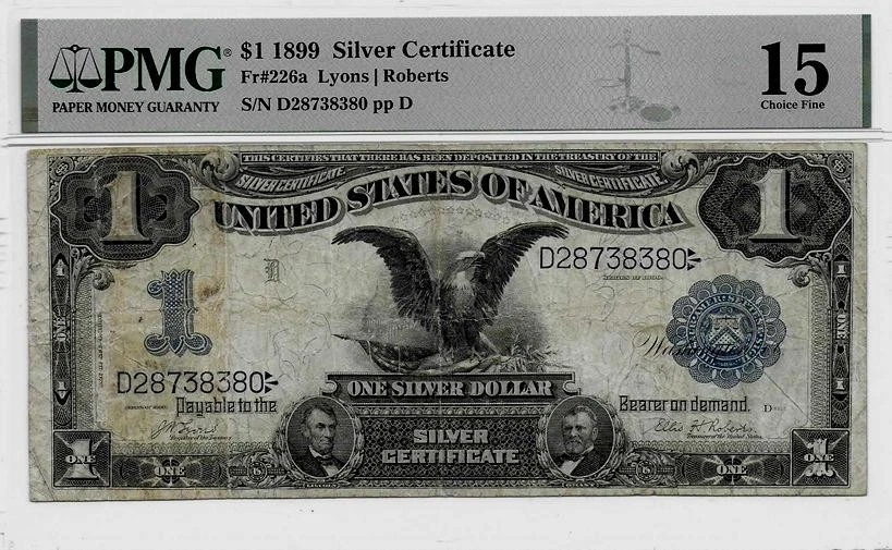 1899 BLACK EAGLE LINCOLN GRANT USA SILVER CERTIFICATE NOTE CHOICE FINE FIFTEEN - Image 1 of 2