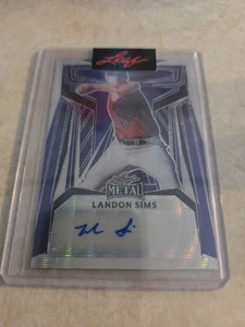 LANDON SIMS AUTO 🔥 #1/1 LEAF METAL PURPLE PRE-PRODUCTION PROOF+🔥25 MLB CARDS  - Picture 1 of 4