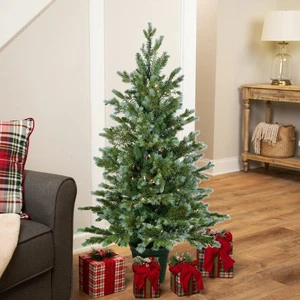 Northlight 4' Potted Blue Spruce Artificial Christmas Tree, Clear Lights - Picture 1 of 6