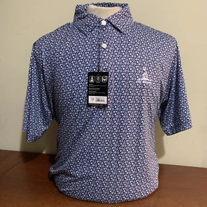 Polo da golf Footjoy Allover floreale uomo media grande o 2XL avy nuova con etichette - Foto 1 di 10