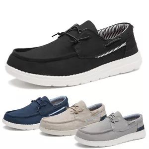 Men's Slip-on Canvas Loafers Casual Boat Shoes Lightweight Comfortable Loafers - Picture 1 of 18