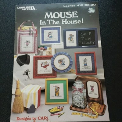Cross Stitch MOUSE IN THE HOUSE! Pattern Leisure Arts Leaflet 415 - Image 1 of 4