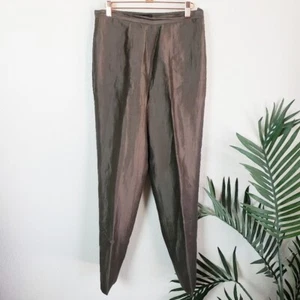 Peruvian Connection Linen/Silk Trousers Pants size 10 Women's Metallic Evening - Picture 1 of 9