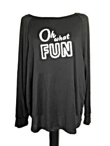 SECRET TREASURES SOFT Hacci KNIT Black Embroidered Long Sleeve Soft Top Sz L - Picture 1 of 8