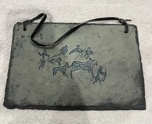 Primitive Style Wall Art On Slate 6”x9” Wall Hanging - Picture 1 of 2
