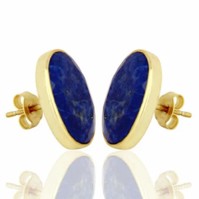 Pendientes de lapislázuli chapados en oro de 18k plata 925 niñas pendientes joyería Foto 1 de 4