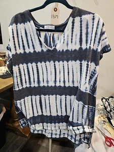 Retrology women’s 1x shortsleeve blouse blue Tie Dyed - Picture 1 of 7
