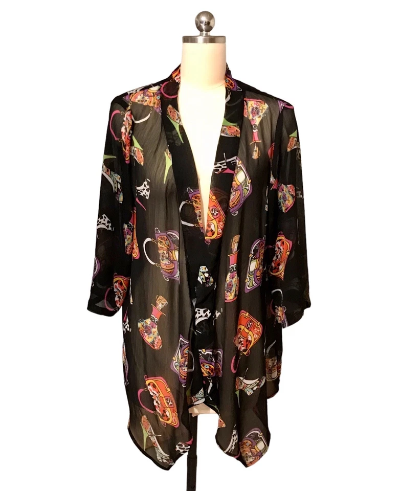 Slinky Brand Transparente Artístico Kimono Topper Novedad Perfume Tacones Mujer’s Talla L Foto 1 de 4