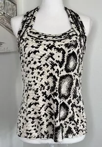 WHITE HOUSE BLACK MARKET | Reptile Print Silk Blend Stretch Halter Top | Medium - Picture 1 of 7