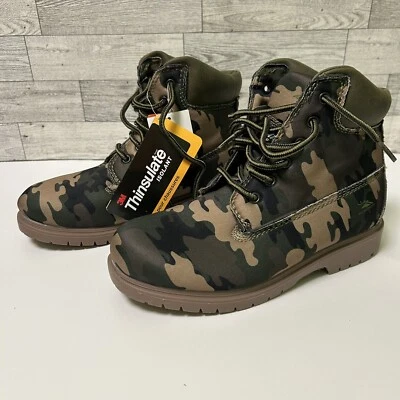 Deer Stags Boys 4M Hiking Boots Mak2 Thinsulate Waterproof Green Camo - Image 1 of 4