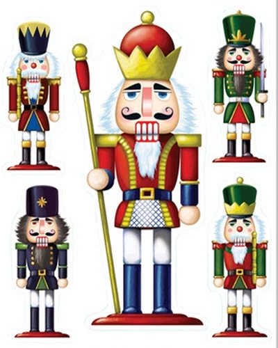 NUTCRACKER clings 5 big Christmas window/glass decoration holiday party decor - Image 1 of 1