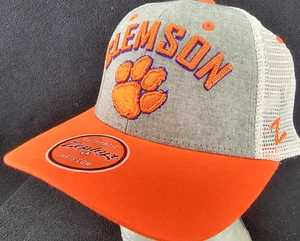 NEW Clemson Tigers Zephyr Gray orange Embroider Snapback Trucker Hat Adult OSFM - Picture 1 of 9