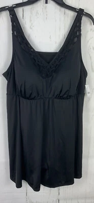 NUEVO CON ETIQUETAS VESTIDO DE BAÑO CATHERINES Plus 22W NEGRO Suavizante MACRAMÉ ESCOTE EN V 1 pieza $99 Foto 1 de 4