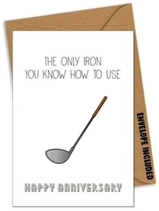 Funny GOLF ANNIVERSARY Card Boyfriend Husband Girlfriend Wife Rude Fiance / TA - Picture 1 of 1