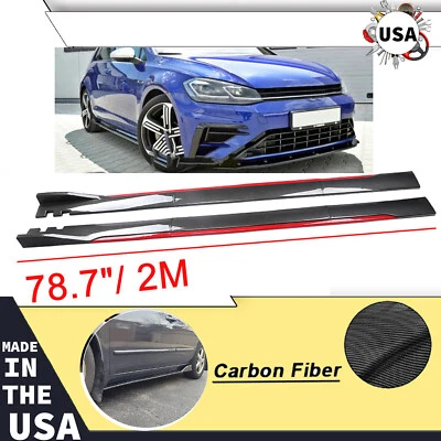 for VW Volkswagen Golf Carbon Fiber Look Side Skirt Extension Spoiler Splitter Q Foto 1 de 4