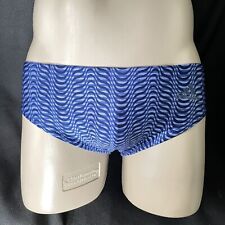 Adidas Mens Boys Blue Geometric Print Competition Swim Brief Swimwear Size 30