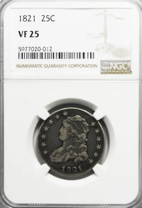 1821 25c Capped Bust Quarter Dollar Twenty Five Cents Philadelphia NGC VF25 - Picture 1 of 4