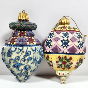 Jim Shore Weihnachtsschmuck 2er Set Träne Quilt Muster Heartwood Creek - Bild 1 von 9