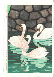 Kasamatsu Shiro Vintage Woodblock Print Spring at the Moat - Picture 1 of 10