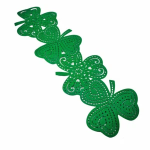 St. Patrick's Irish Shamrocks green Laser Cut 48" Felt Table Runner Storehouse - Picture 1 of 12