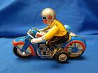 Vintage MS-709 CHINA #605 Wind Up Tin Toy MOTORCYCLE with SIDECAR 