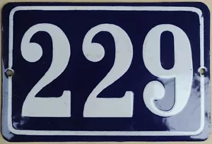 Larger old blue French house number 229 door gate plate plaque enamel steel sign - Picture 1 of 1