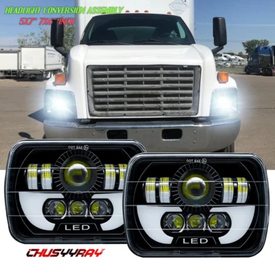 Par de faros LED de 7x6" pulgadas haz alto/bajo DOT aptos para GMC Safari C6500 C7500 Topkick Foto 1 de 4