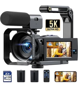Video Camera Camcorder 5K 56MP YouTube Camera WiFi IR Night Vision w/ Mic - Picture 1 of 4