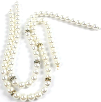 4 - Ganchos vintage de pedrería de perlas blancas de 8 mm de imitación de 13" en ambos extremos Foto 1 de 4