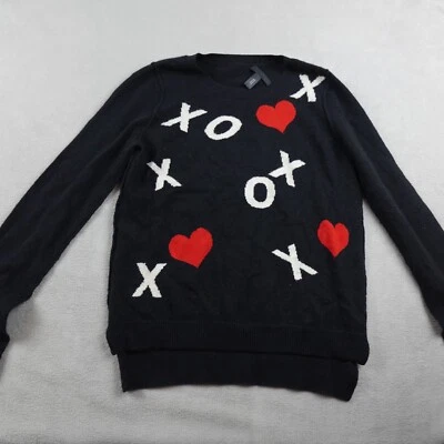 Suéter Aqua Para Mujer S Negro Rojo Blanco Cachemira Gráfico de San Valentín XO Corazón Amor Foto 1 de 4