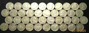 One(1) Roll of Forty(40) 1943-P Jefferson War-Time SILVER Alloy Nickels 1 - Picture 1 of 2