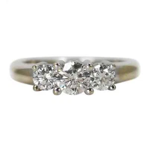 14K White Gold 1.02tcw 3 stone Diamond Ring - Picture 1 of 6