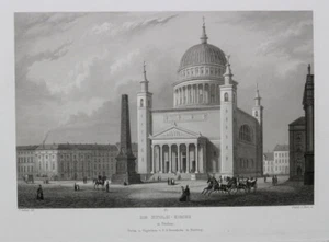 POTSDAM: Nicolaikirche. Echter Stahlstich, Poppel um 1860 - Bild 1 von 1