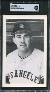 Earl Averill, Jr Los Angeles Angels - Signed Team Issue Postcard - SGC Authentic - Picture 1 of 2