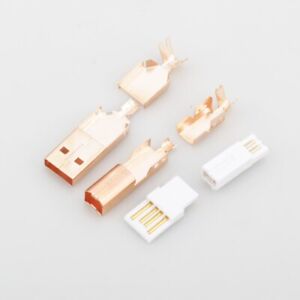 Hi-End USB Connector USB A+USB B Type A-B Plug DIY USB Cable Rose Gold Plated