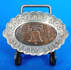 Hebilla de cinturón vintage 1976 "Hace 200 años Liberty Bell" bicentenario cobre plata - Imagen 1 de 12