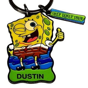 Spongebob Squarepants Dustin Name Keychain Universal Studios Okey Dokey Then - Picture 1 of 9