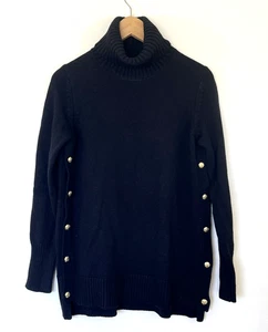 Biesen Damen Sophia Rollkragen Wollpullover Größe XS schwarz goldene Knöpfe - Bild 1 von 9