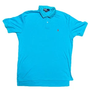Ralph Lauren Polo Men's Short Sleeve Aqua with Pink Pony Shirt Mens Size Large - Picture 1 of 8