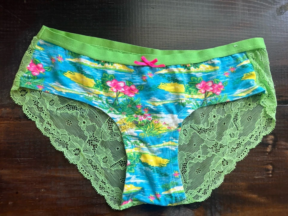 Vtg Y2K Xhilaration Intimates Cotton Blend Frilly Tropical Theme Panties S NWOT - Image 1 of 4