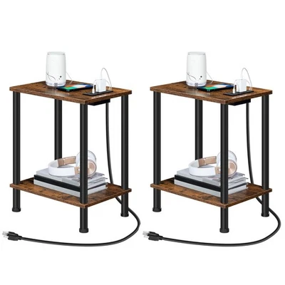 Side Table with Charging Station, Set of 2 End Tables with USB Port and Outle... - Image 1 of 4