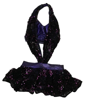 Ropa de Baile Niñas PUMPERS Niñas Grande Negro y Púrpura Lentejuelas Disfraz de Halloween Foto 1 de 4