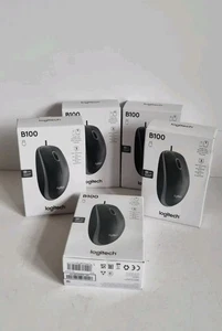 5 X New Logitech B100 Wired USB Mouse - Black joblot - Picture 1 of 4