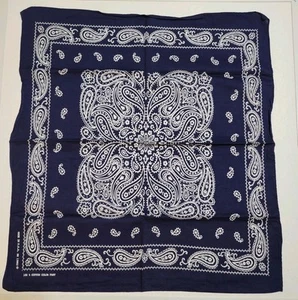Pañuelo pañuelo azul oscuro RN 13962 Fast Color años 60 19x21 pulgadas cachemir - Imagen 1 de 3