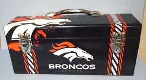 Denver Broncos NFL Football Werkzeugkoffer Stahl Werkzeugkiste Eimer mit Tablett - Bild 1 von 4