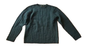 Timberland Hunter Green Cable Fisherman Dad Aran Pullover Lammwolle XL Vintage - Bild 1 von 6